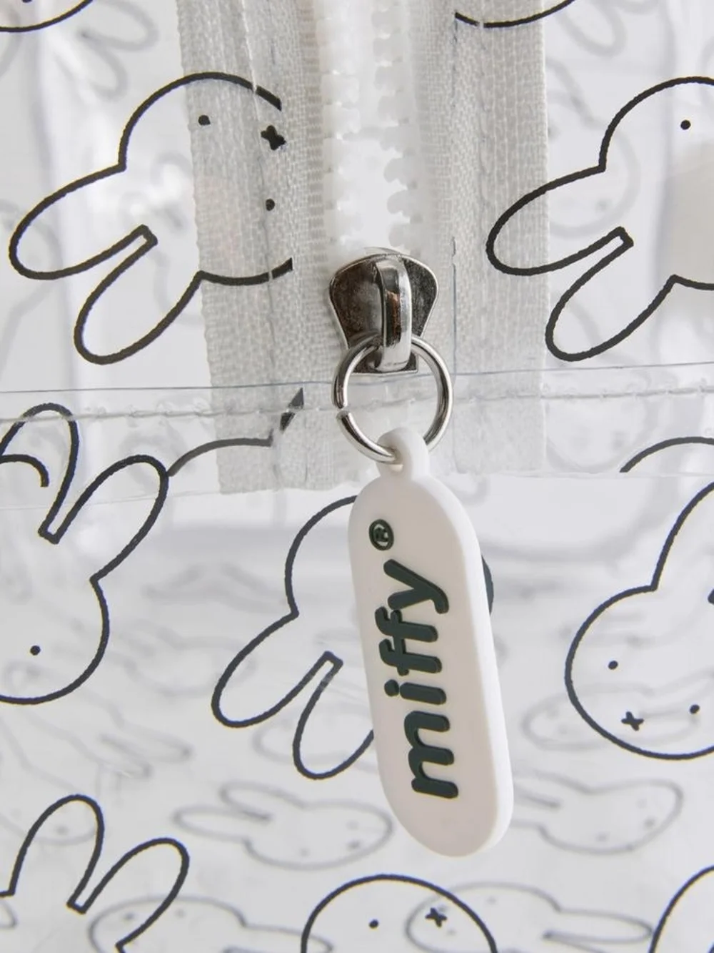 MIFFY Clear Bunny Print Cosmetic Pouch - White & Black